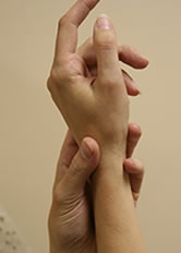 Hand holding a wrist 